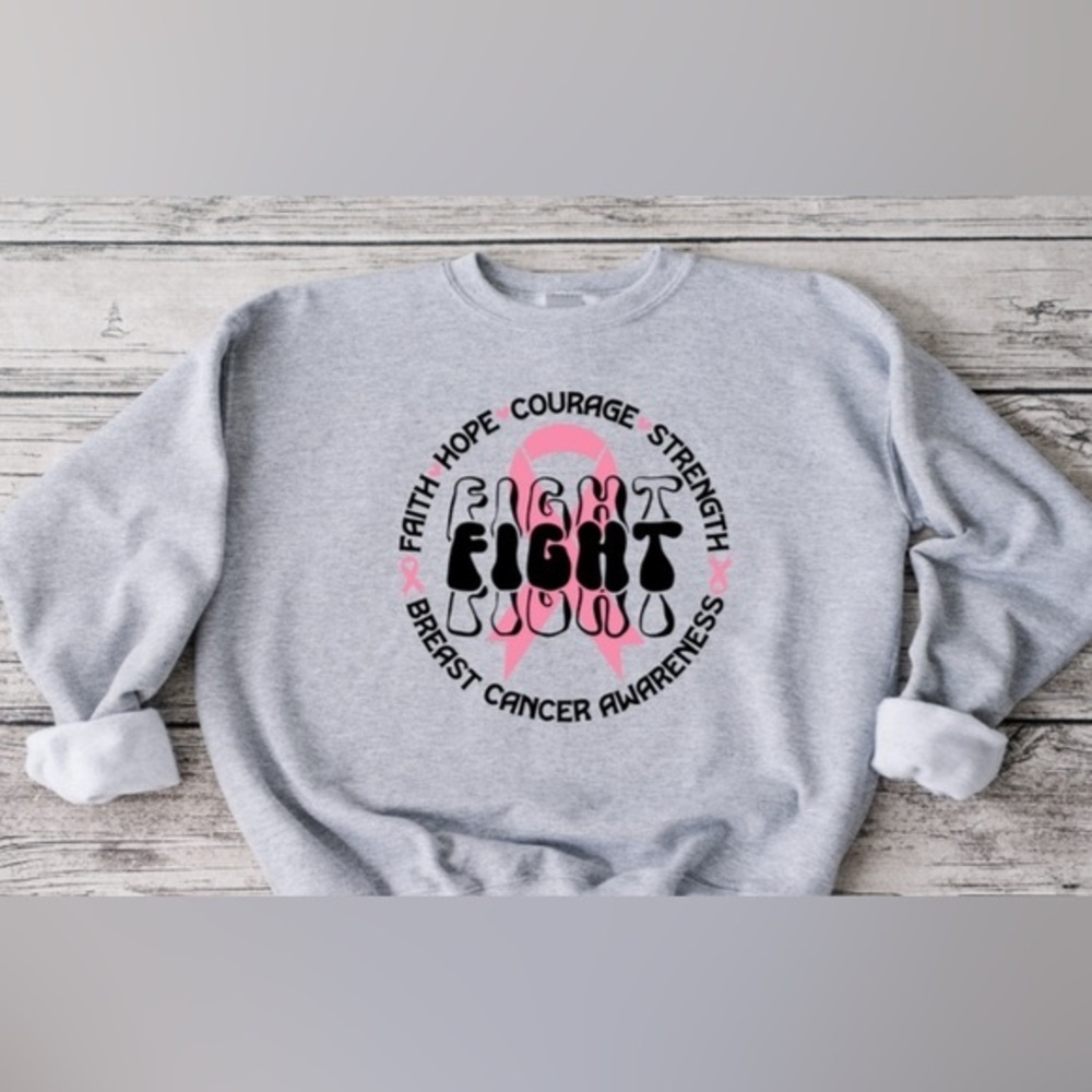 Fight Breast Cancer Crewneck - gray